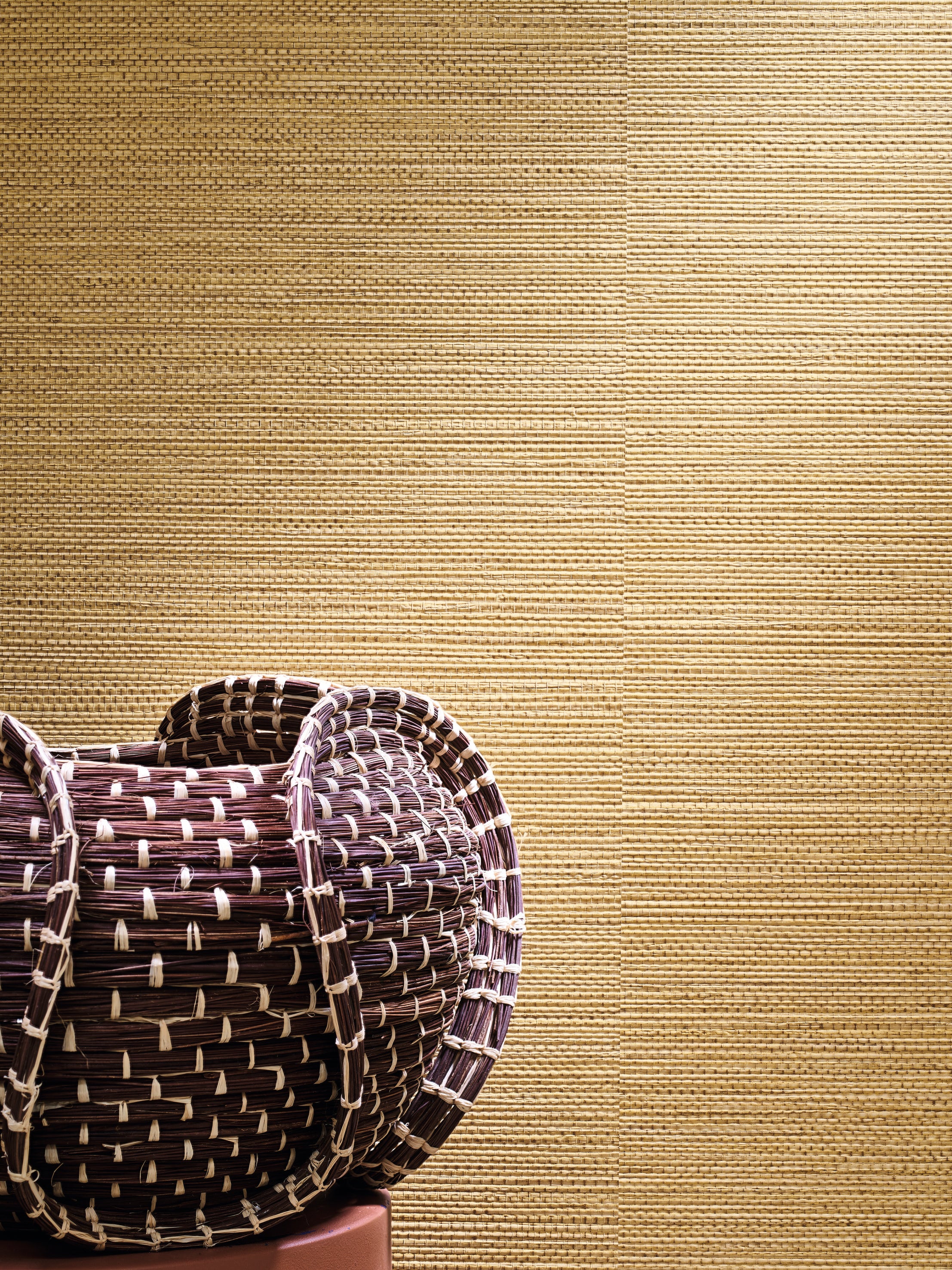Zostera wallpaper by Casamance in Yellow – Straw, styled room shot
