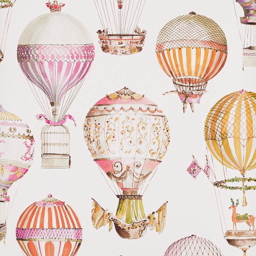 L'Envol Hot Air Balloons - Peachy Pinks - Wallpaper Trader