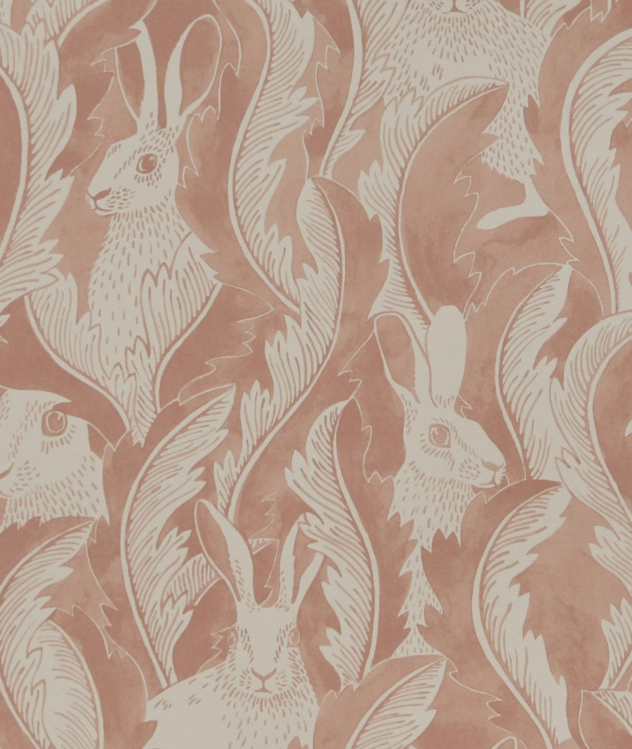 Hiding Hares - Pink - Wallpaper Trader