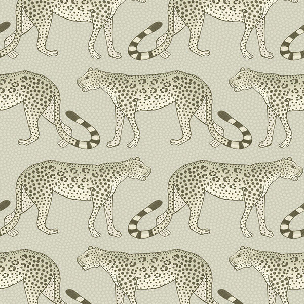 Leopard Walk - Stone - Wallpaper Trader