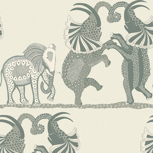 Safari Dance - Pale Stone & Grey - Wallpaper Trader