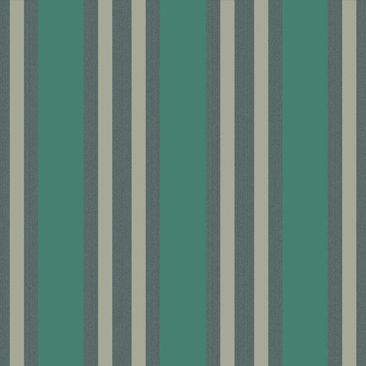 Polo Stripe - Teal and Gilver - Wallpaper Trader