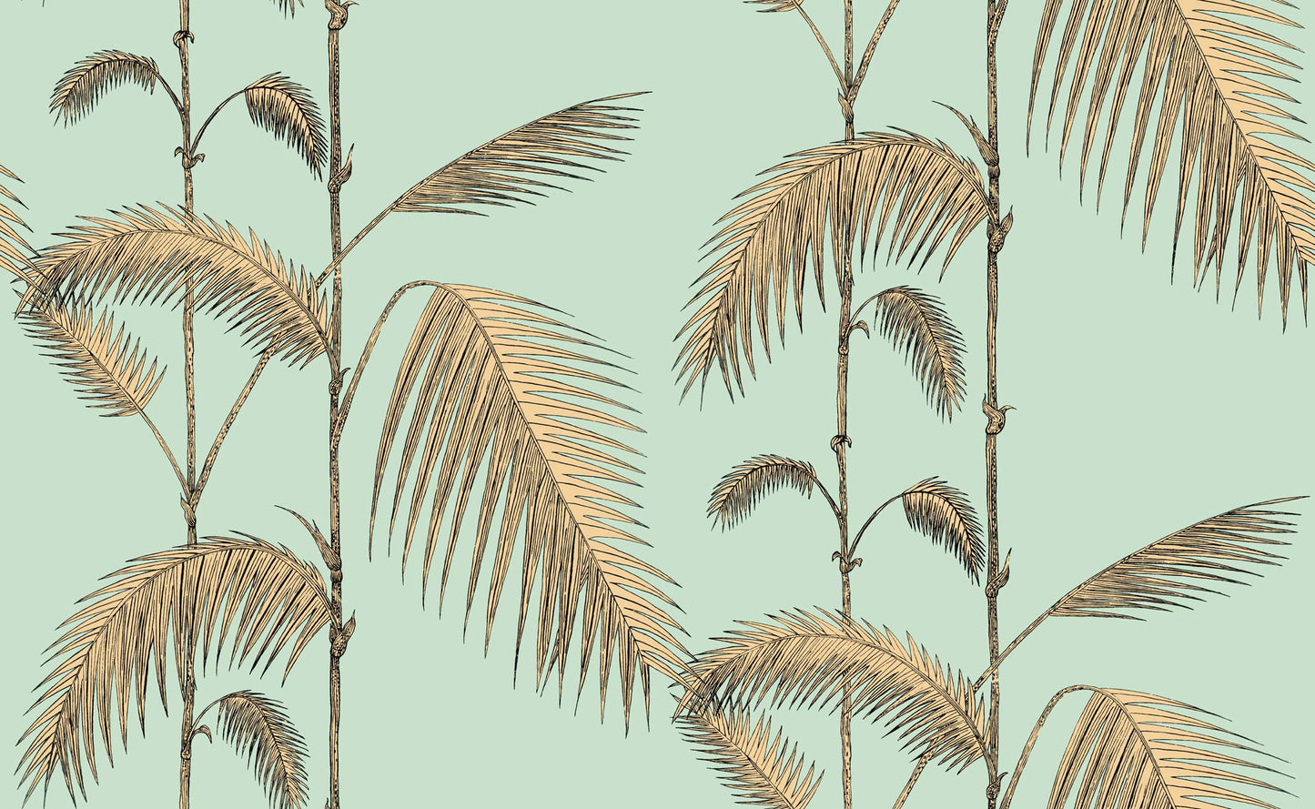 Palm Leaves - Mint & Sand - Wallpaper Trader