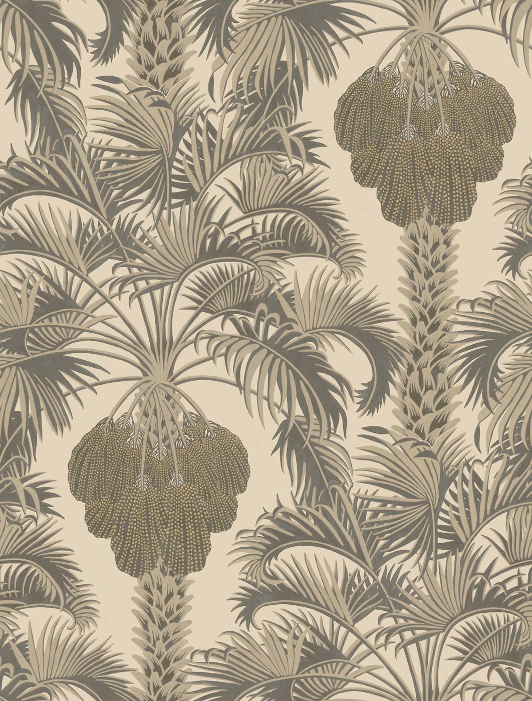 Hollywood Palm - Silver and Charcoal - Wallpaper Trader