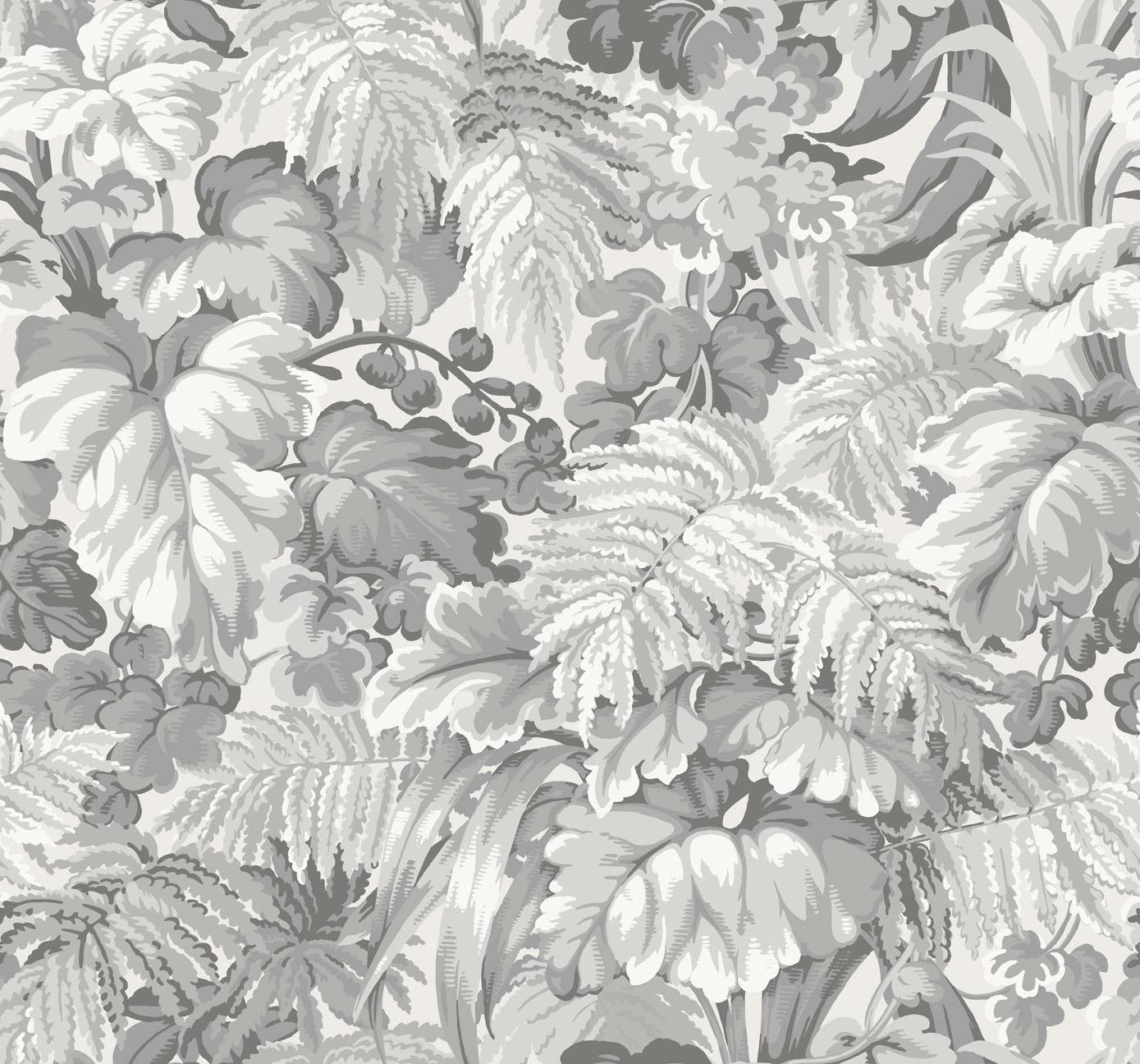 Inspired by the Majorelle Gardens in Marrakesh, Royal Fernery wallpaper is a lush motif of abundant leaves printed in chalky, all matte palettes of Khaki and Print Room Blue, Forest Green, Warm Grey, and the soft yet arresting Slate Blue and Blush Pink. The design’s tapestry-like feel originates from an old French archive piece making the paper an opulent feature in any interior.