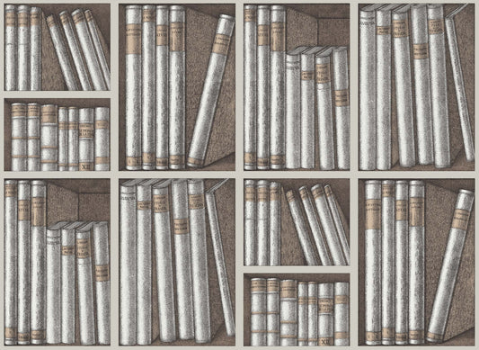 Ex Libris - Oat & Charcoal - Wallpaper Trader