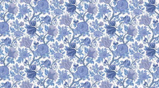 Midsummer Bloom-  Hyacinth Blues on Chalk - Wallpaper Trader