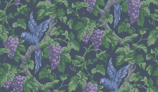 Woodvale Orchard -  Violet, Purple & Forest on Ink - Wallpaper Trader