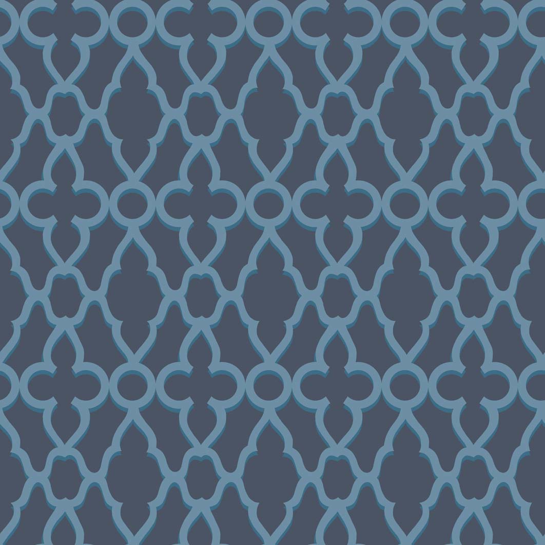 Treillage - Cerulean Blue on Midnight - Wallpaper Trader