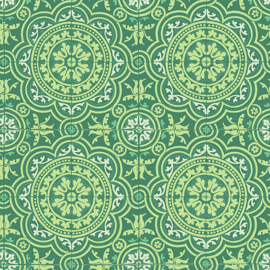Piccadilly - Leaf Green & Mint on Forest - Wallpaper Trader