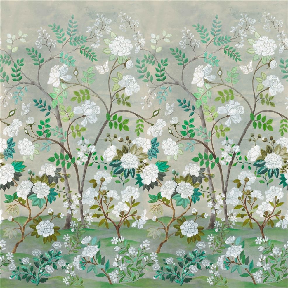 Fleur Orientale - Green - Wallpaper Trader