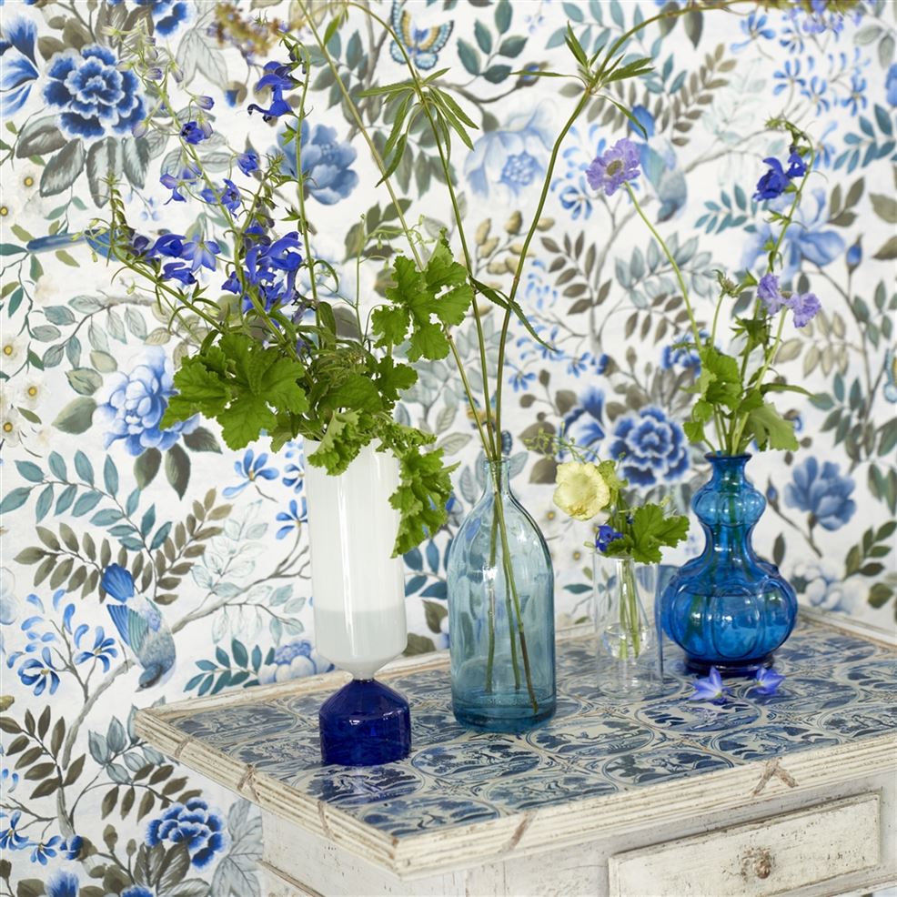 Porcelaine de Chine - Blue - Wallpaper Trader
