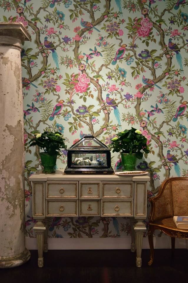 Fontainebleau - Rose & Duck Egg - Wallpaper Trader