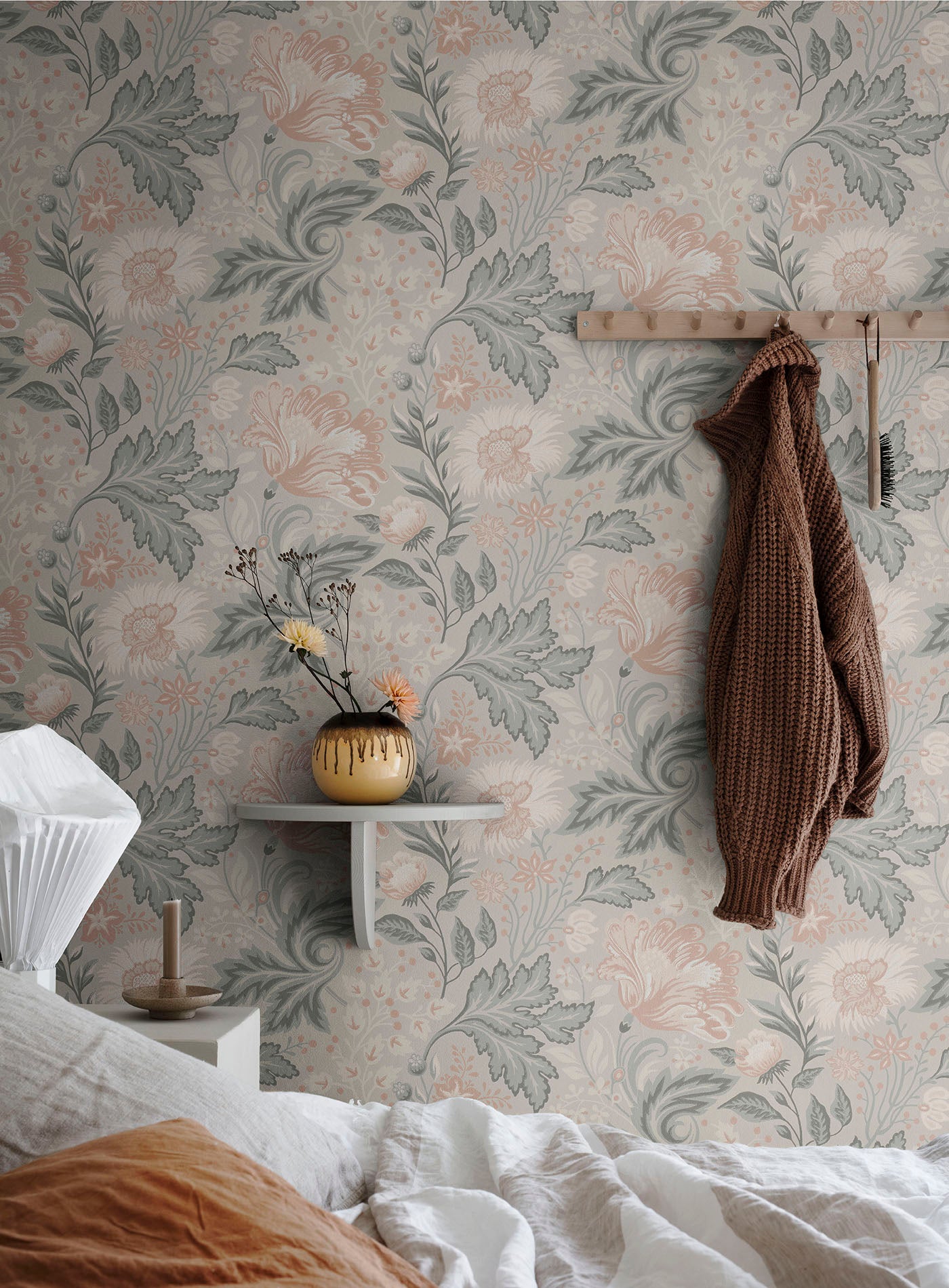 Ava Floral - Linen - Wallpaper Trader
