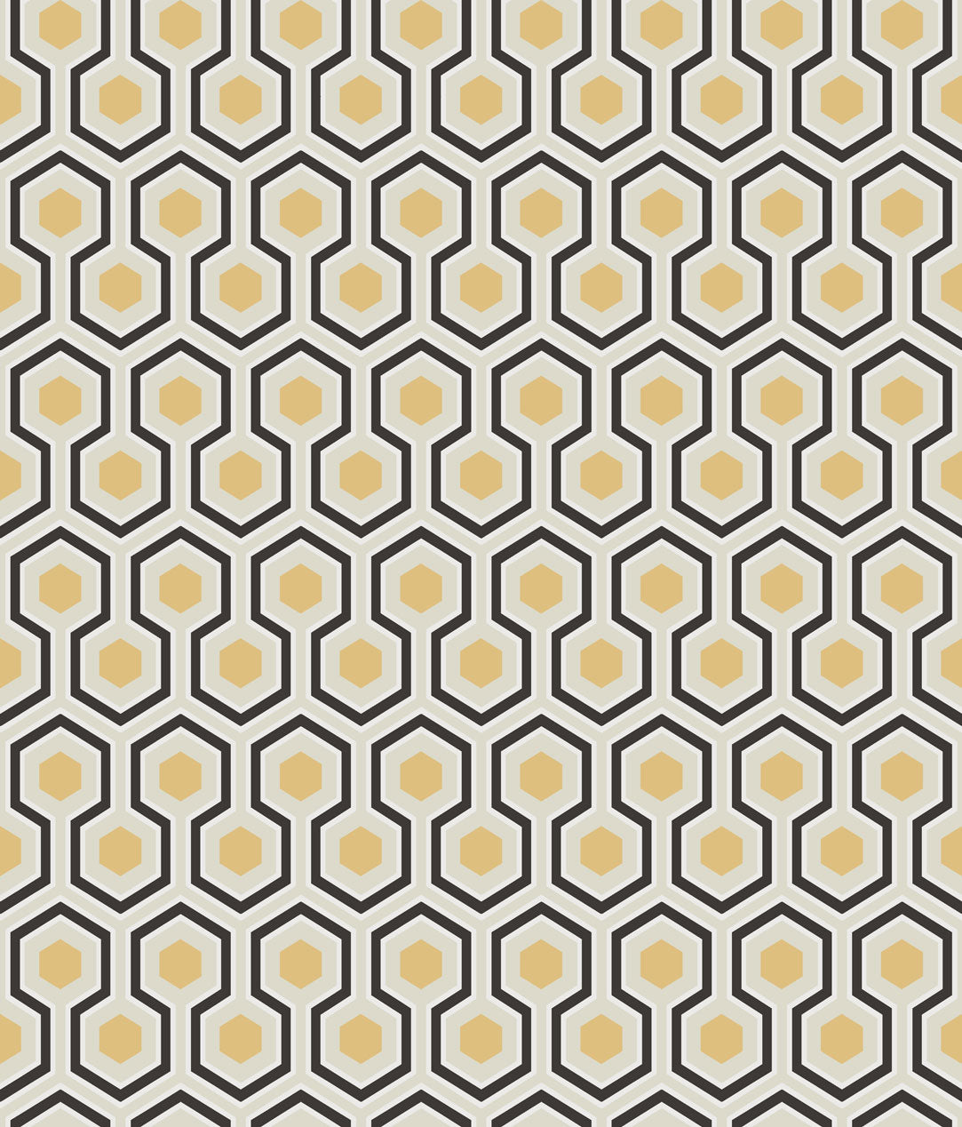 Hicks Hexagon - Charcoal & Gold - Wallpaper Trader