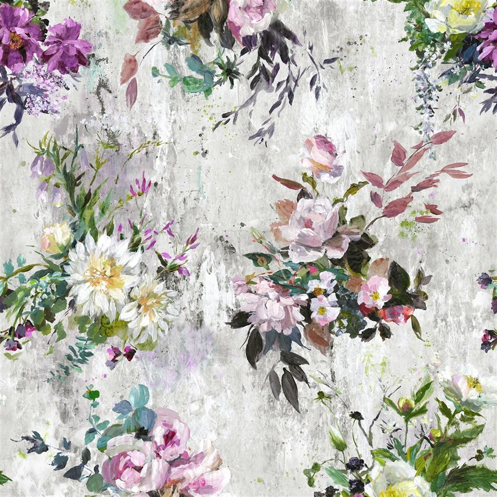 Aubriet Floral - Amethyst - Wallpaper Trader