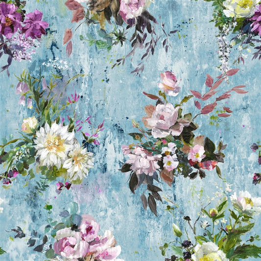 Aubriet Floral - Blue - Wallpaper Trader
