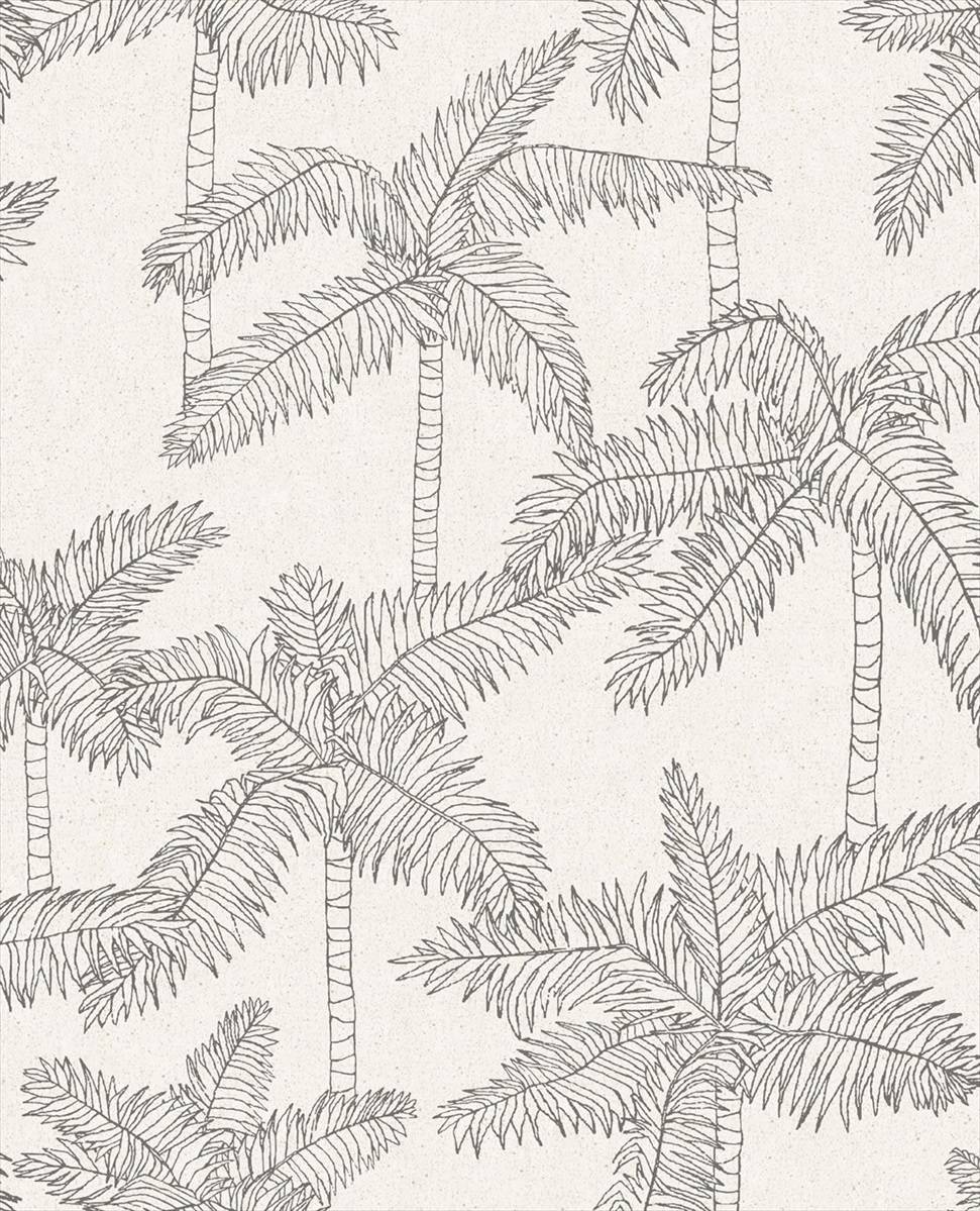 Vivid Palms - Black on Cream - Wallpaper Trader