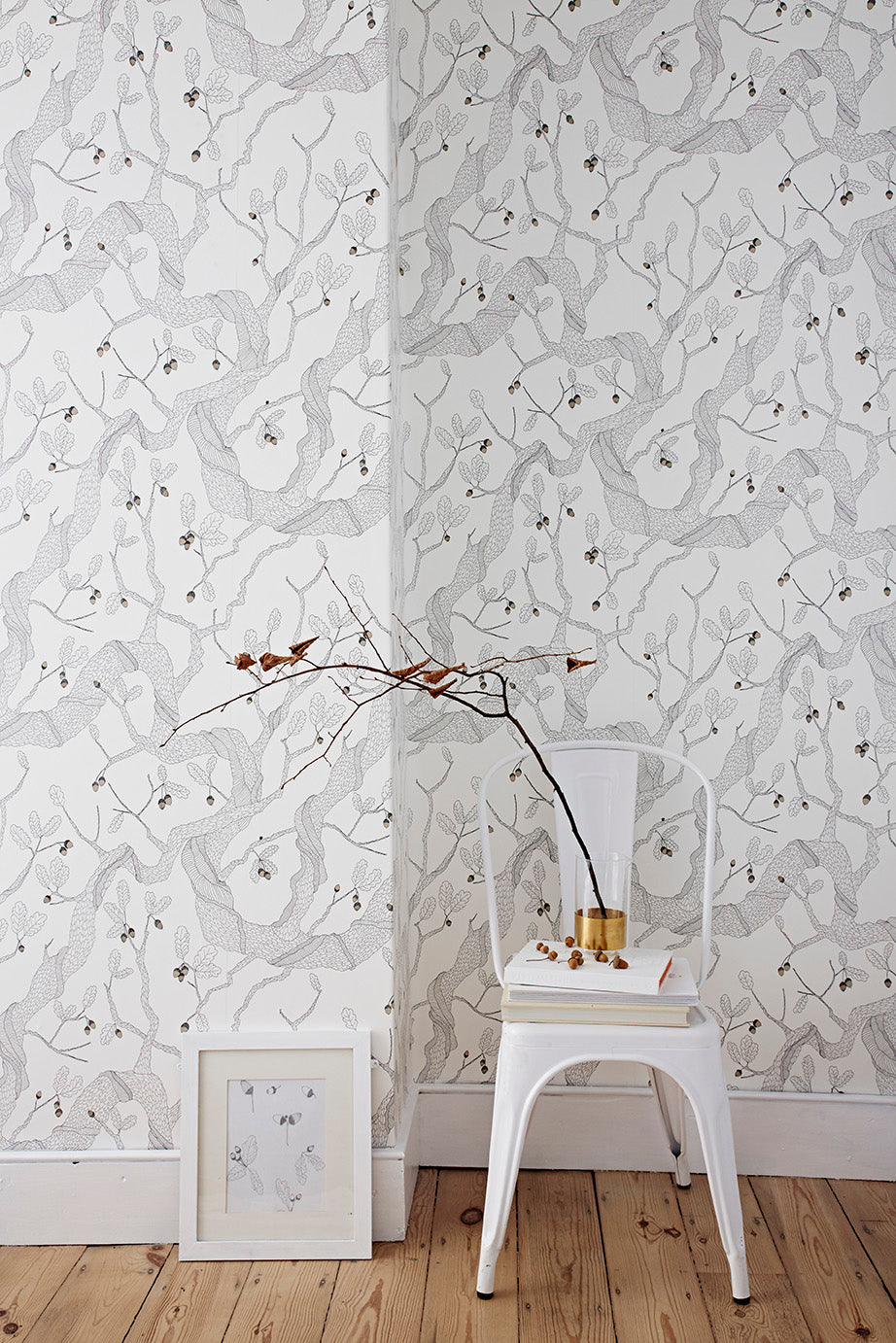 Oak Trees - White - Wallpaper Trader