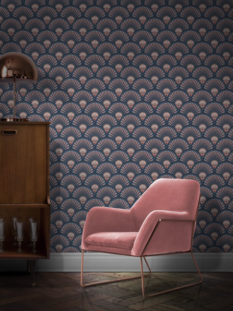 Deco Martini - Blush Pink - Wallpaper Trader