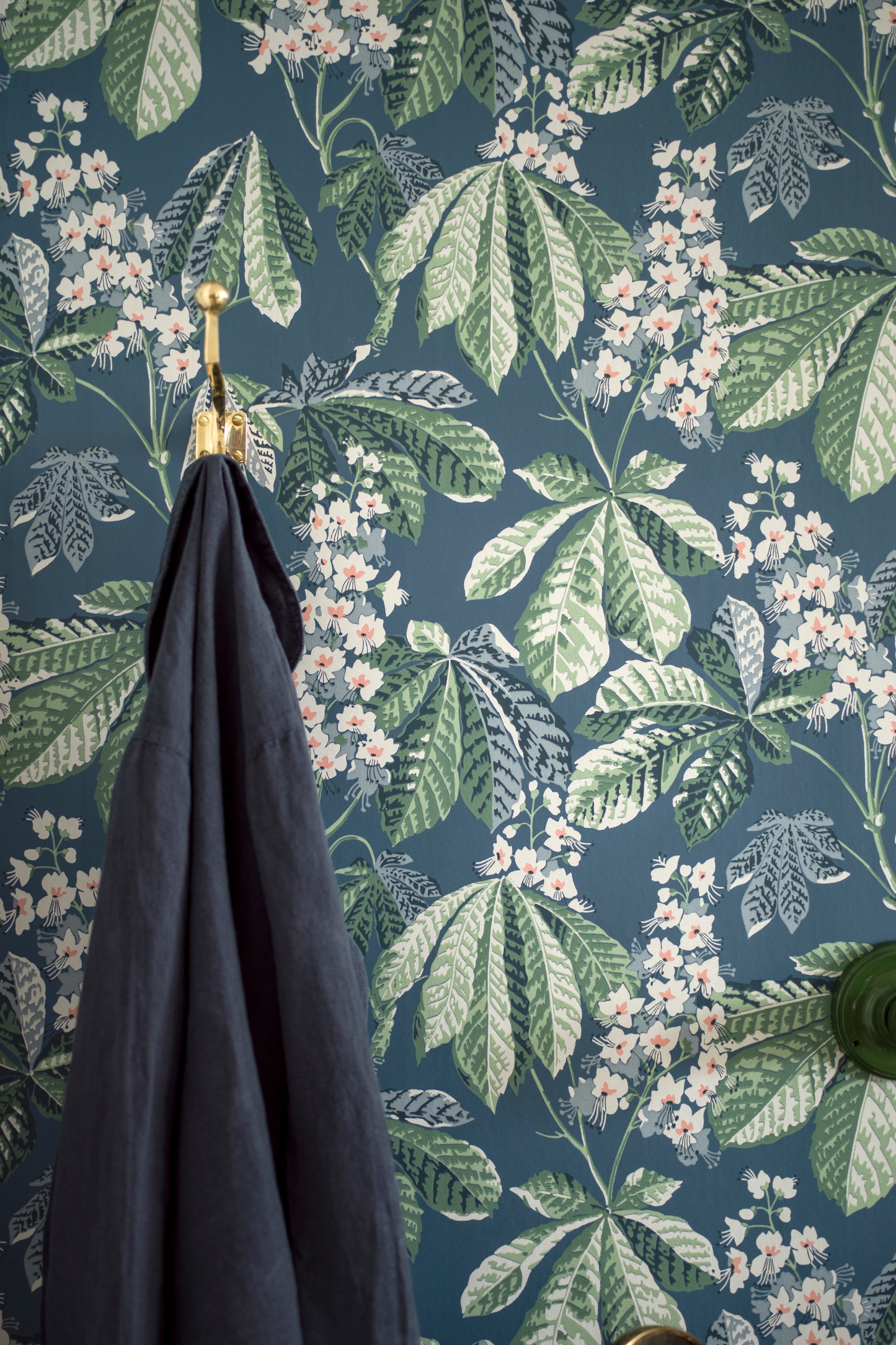 Chestnut Blossom - Blue and Green - Wallpaper Trader