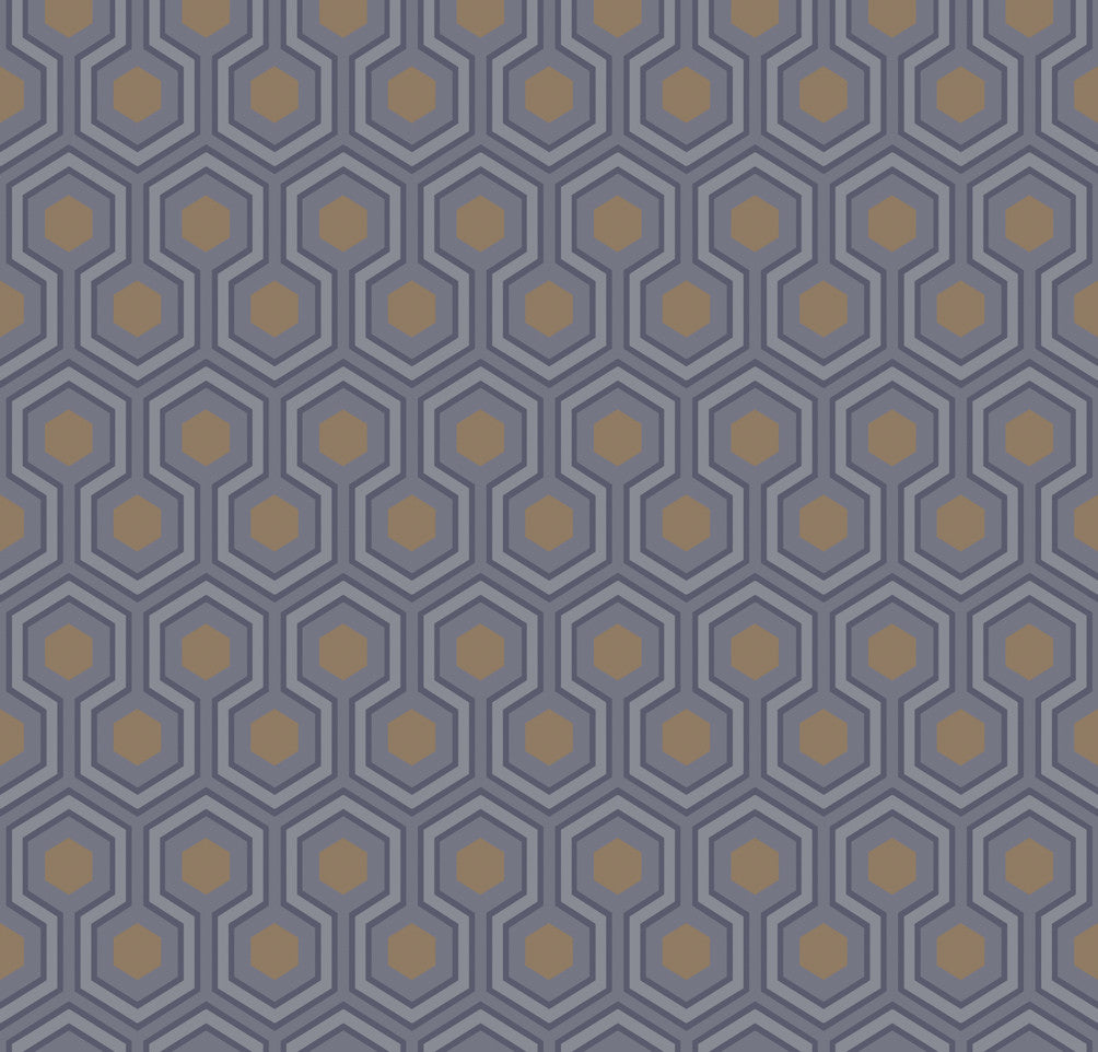 Hicks Hexagon - Dark Grey & Bronze - Wallpaper Trader