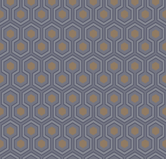 Hicks Hexagon - Dark Grey & Bronze - Wallpaper Trader