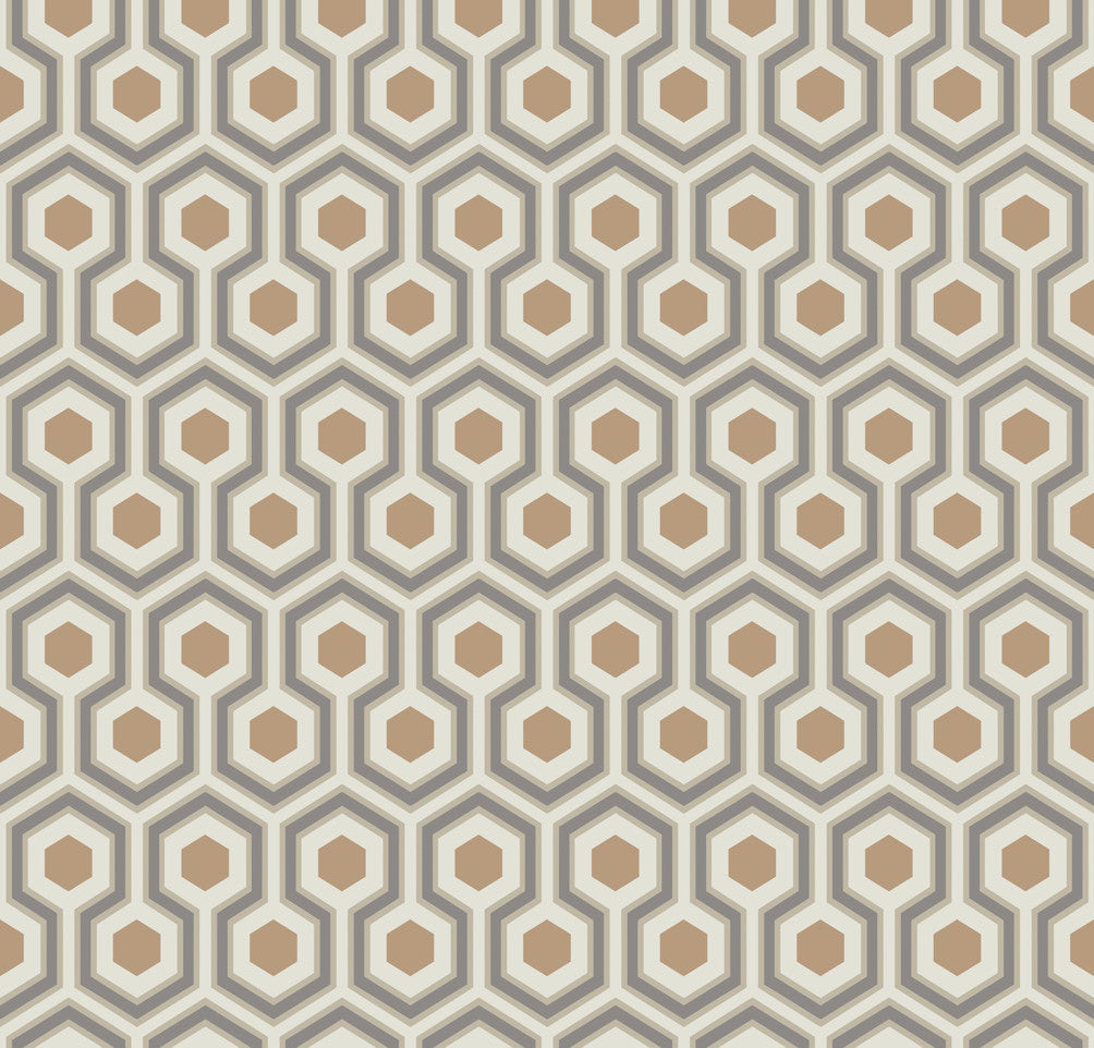 Hicks Hexagon - Gold & Taupe - Wallpaper Trader