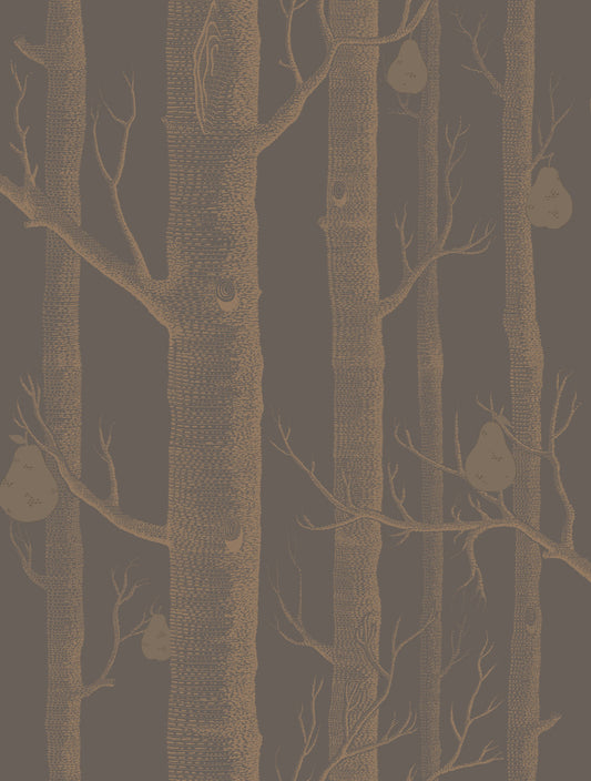Woods & Pears - Charcoal, Bronze &  Copper - Wallpaper Trader