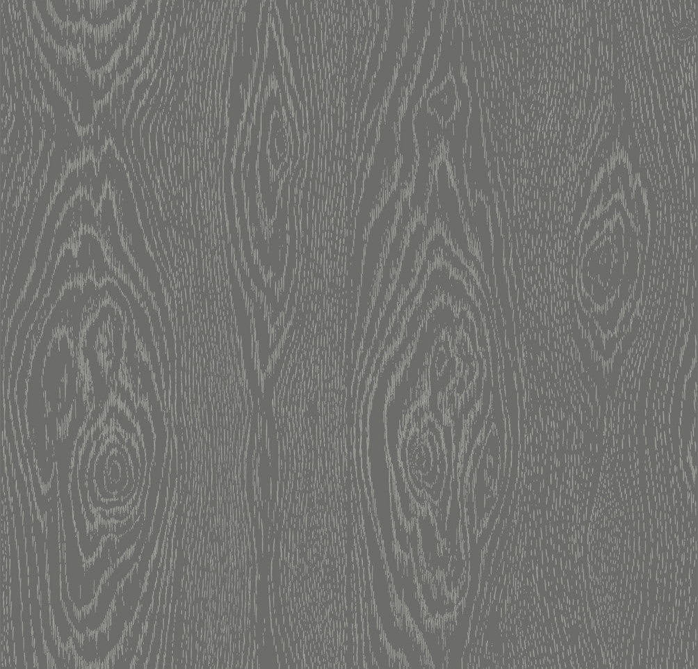 Woodgrain - Black & Silver - Wallpaper Trader