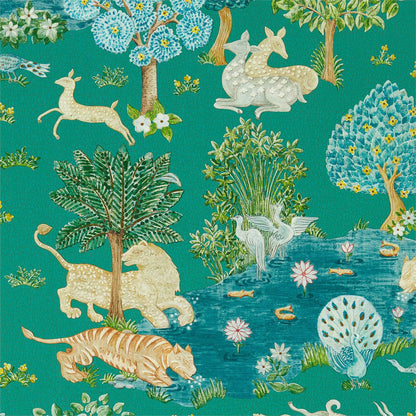 Pamir Garden - Teal - Wallpaper Trader