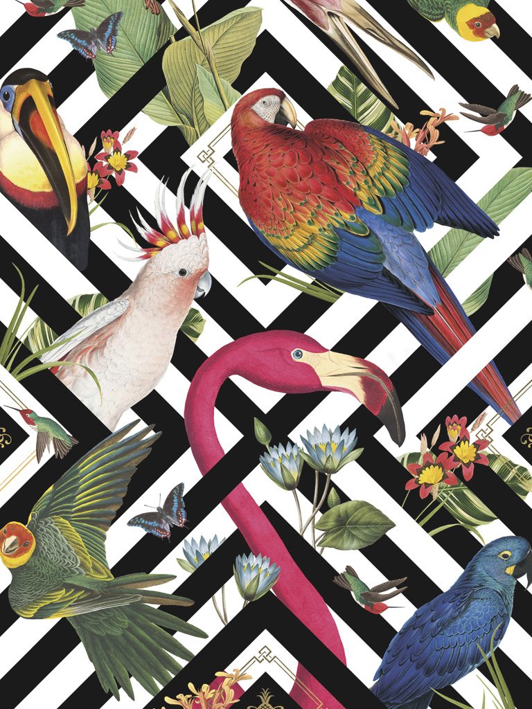 Tropical Birds Home - Sepia – popular wall mural – Photowall