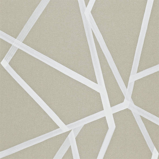 Sumi Geometric - White on Linen - Wallpaper Trader