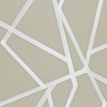 Sumi wallpaper by Harlequin, close-up flat swatch of white geometric brushstroke lines on a linen taupe ground