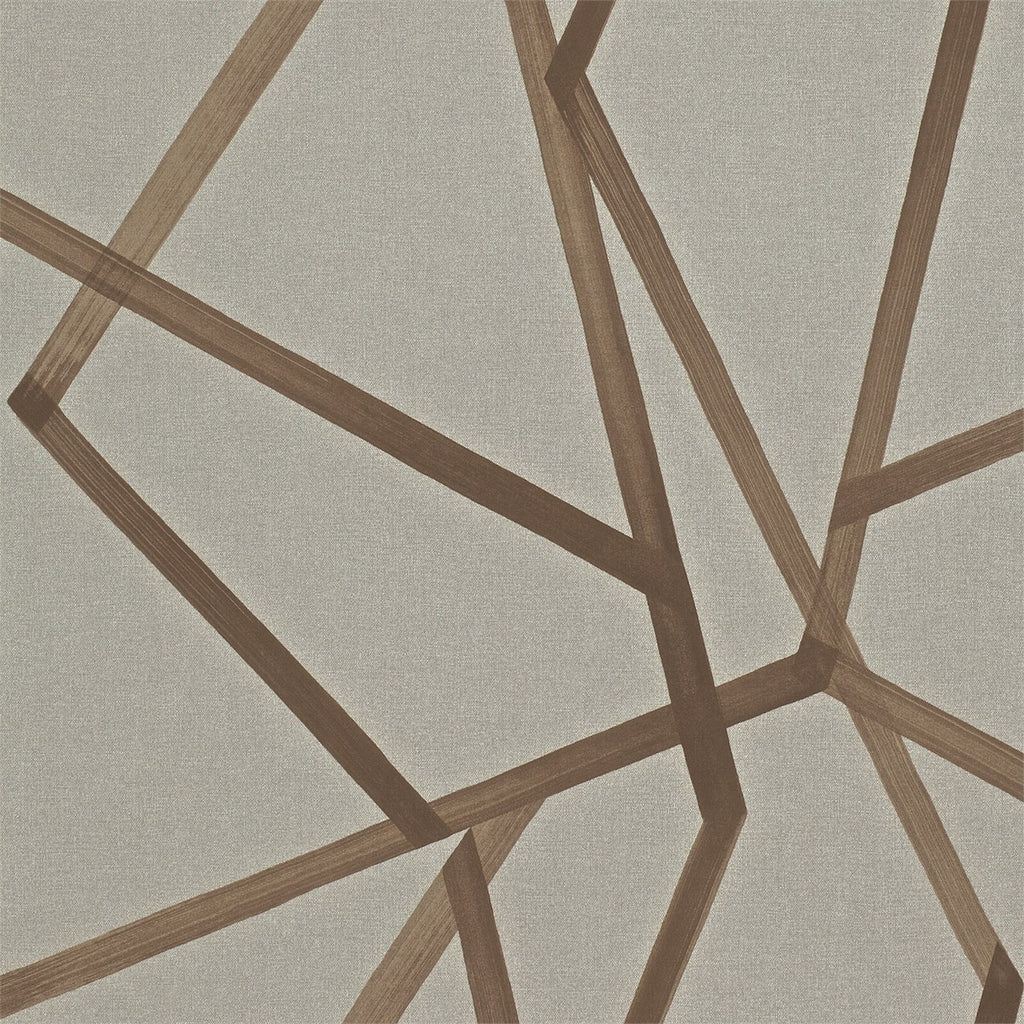 Sumi Geometric wallpaper - Copper on Hessian