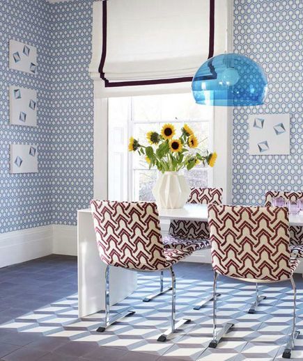 Hicks Hexagon - Pale Blue & White - Wallpaper Trader