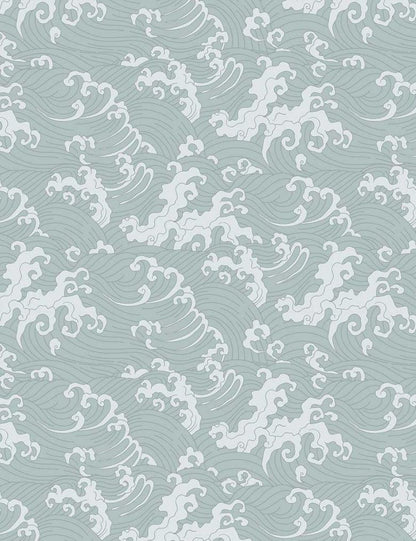 Japanese Wave - Duck Egg Blue - Wallpaper Trader