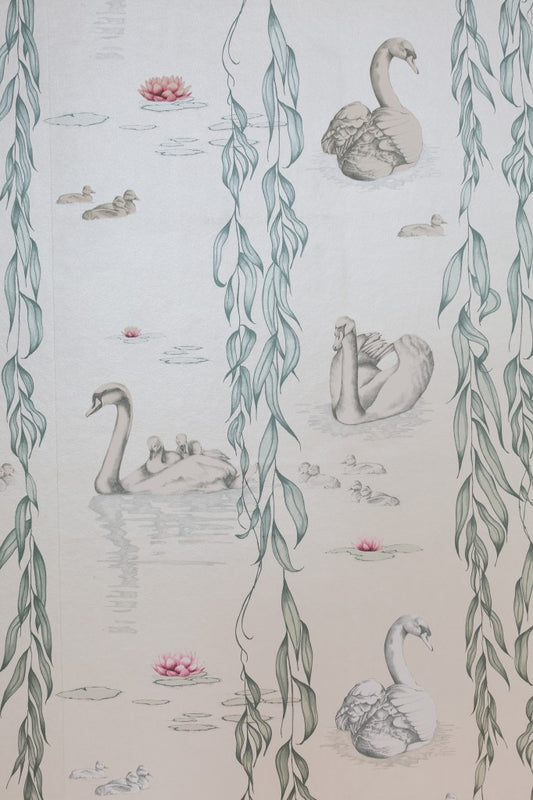 Serpentine Swans - White - Wallpaper Trader