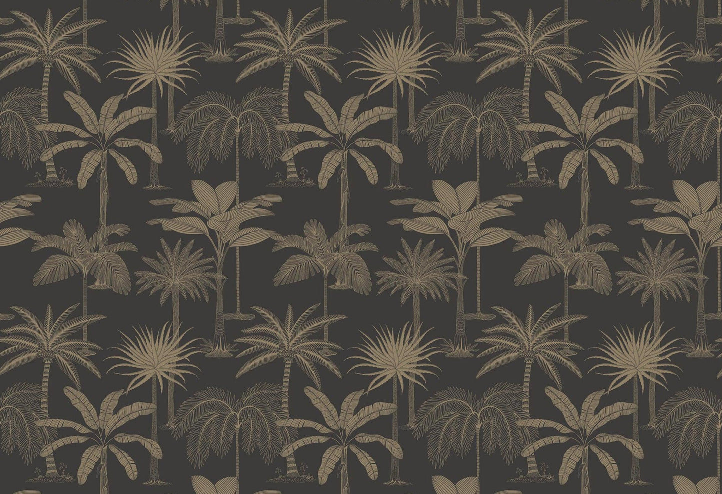 Royal Palms - Gold on Black - Wallpaper Trader