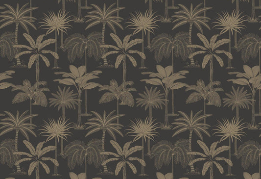 Royal Palms - Gold on Black - Wallpaper Trader