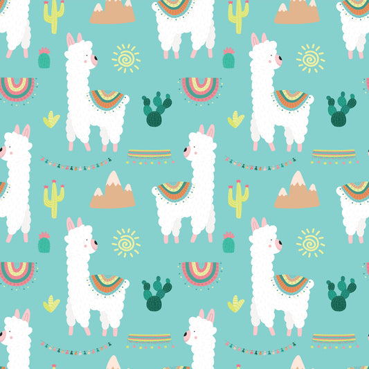 Llama Party - Aqua - Wallpaper Trader