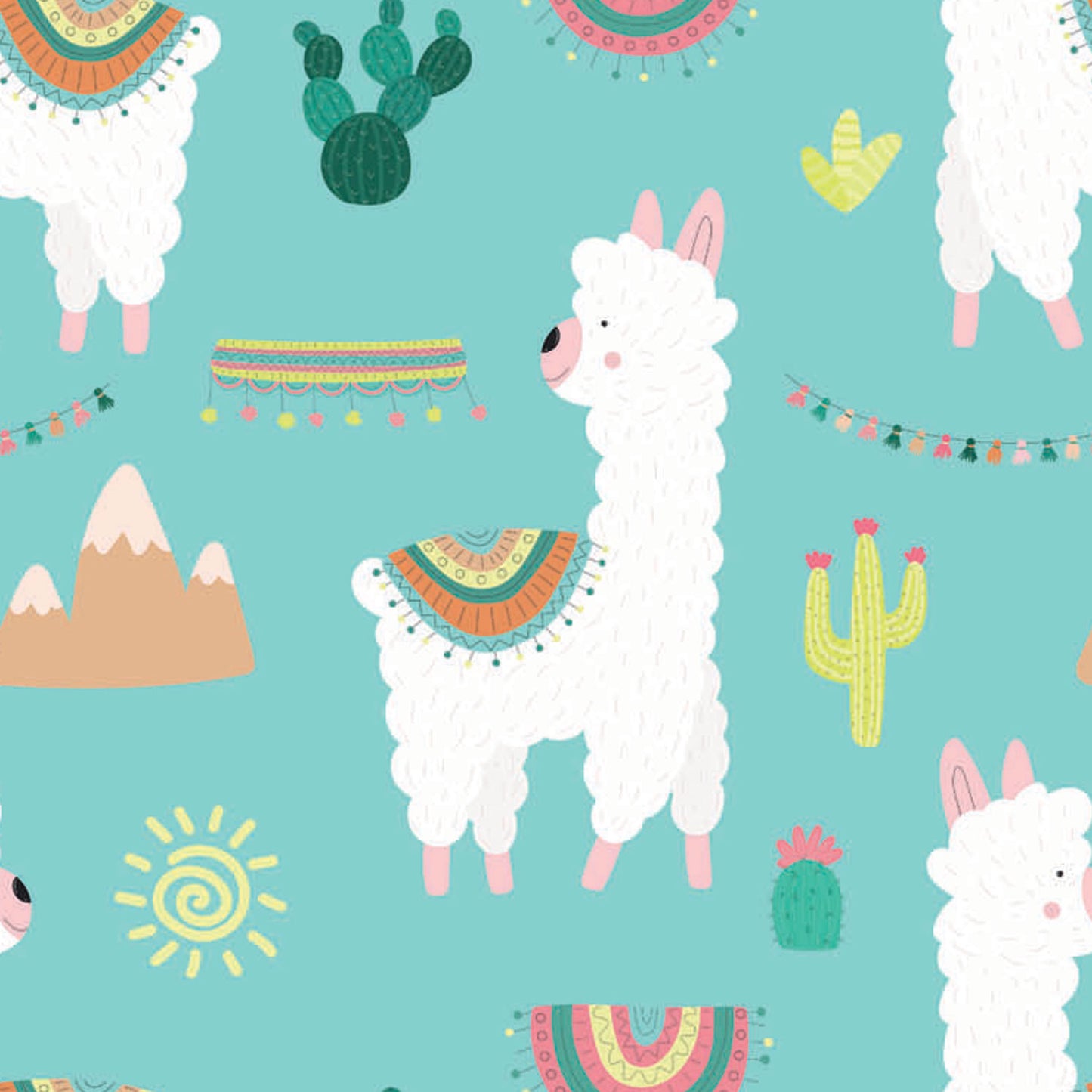 Llama Party - Aqua - Wallpaper Trader