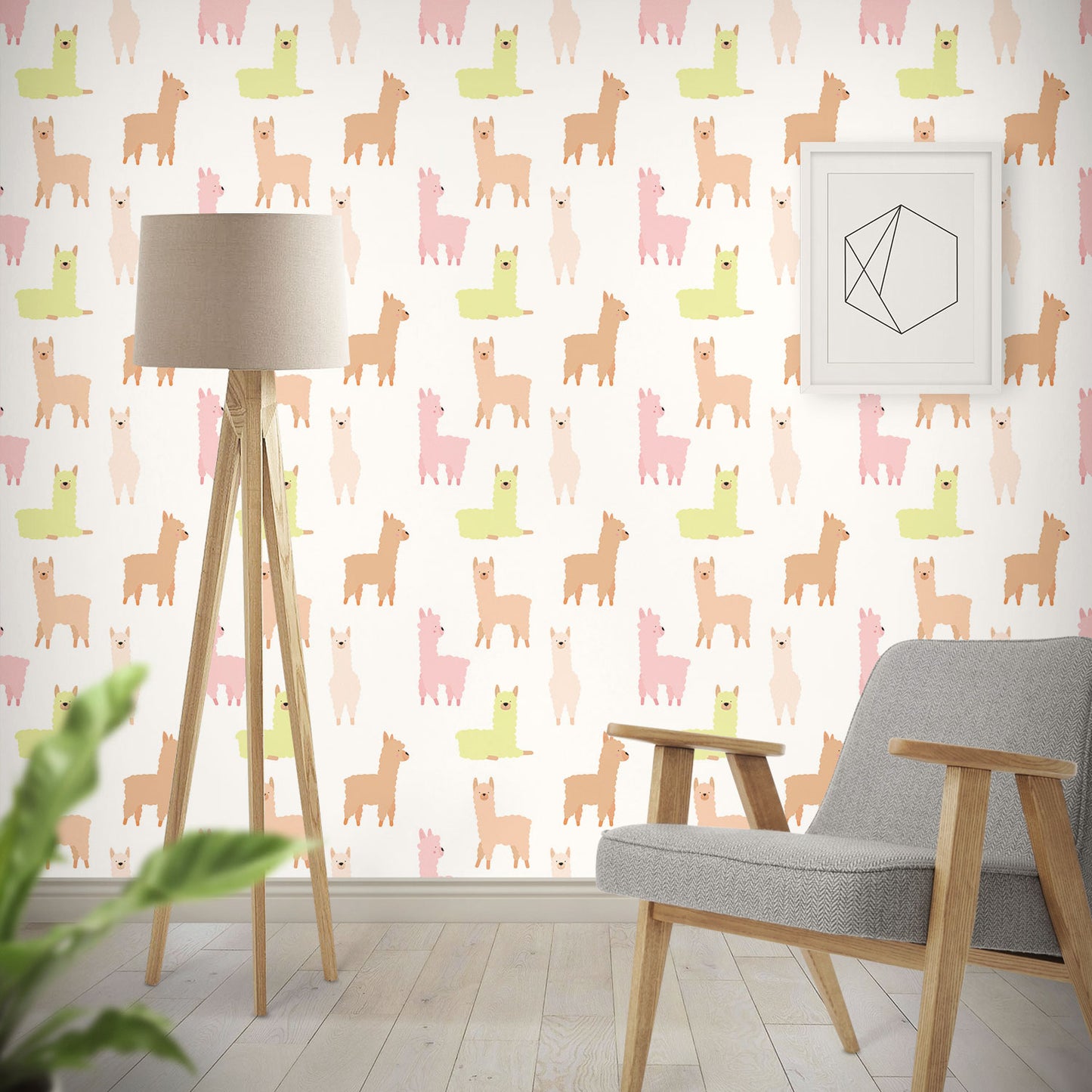 Llamas in Waiting - Pastel - Wallpaper Trader