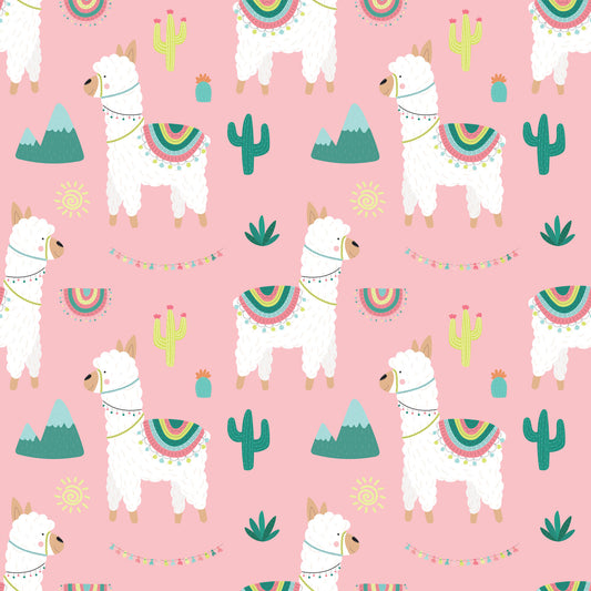 Llama Party - Pink - Wallpaper Trader