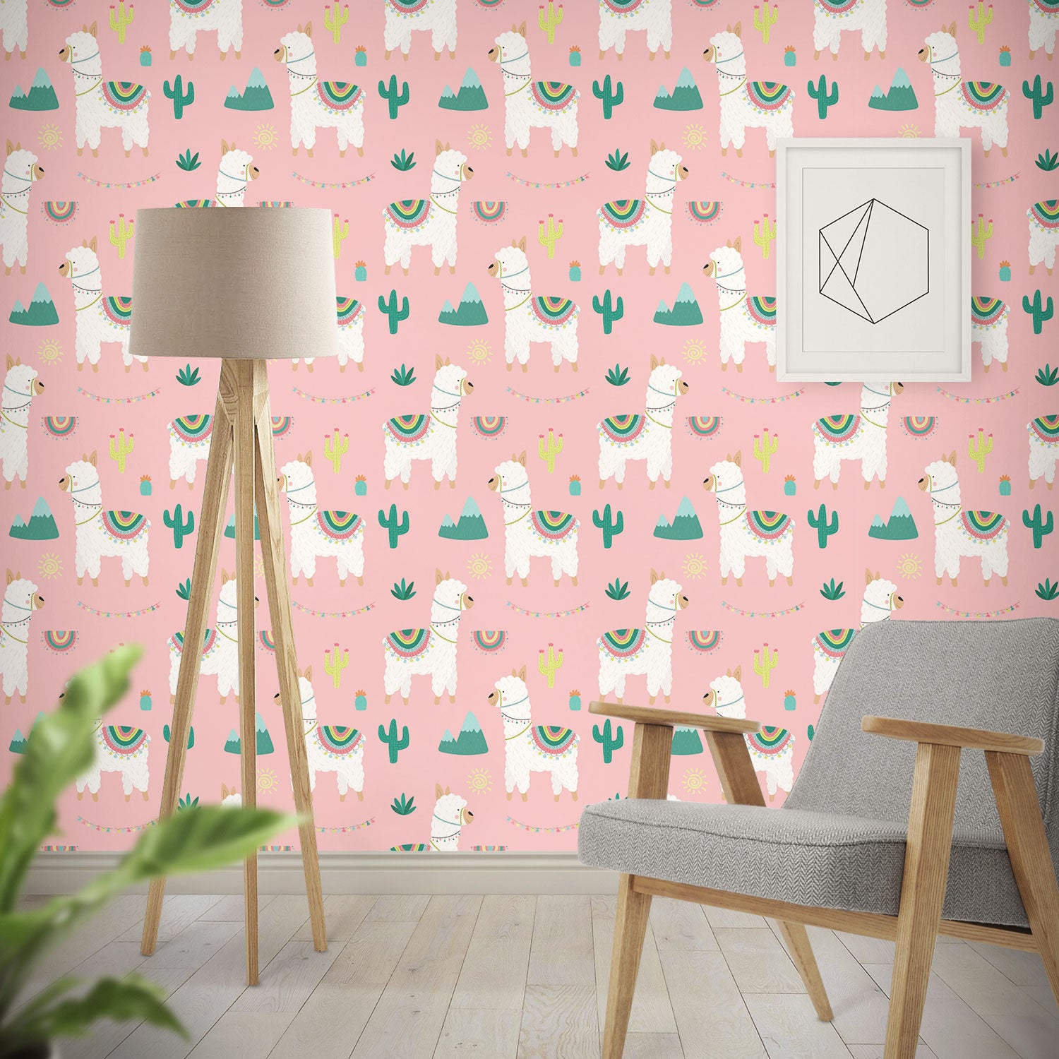 Llama Party - Pink - Wallpaper Trader