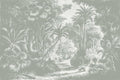 Lost in Goa Jungle Wall Mural - Grey - Wallpaper Trader