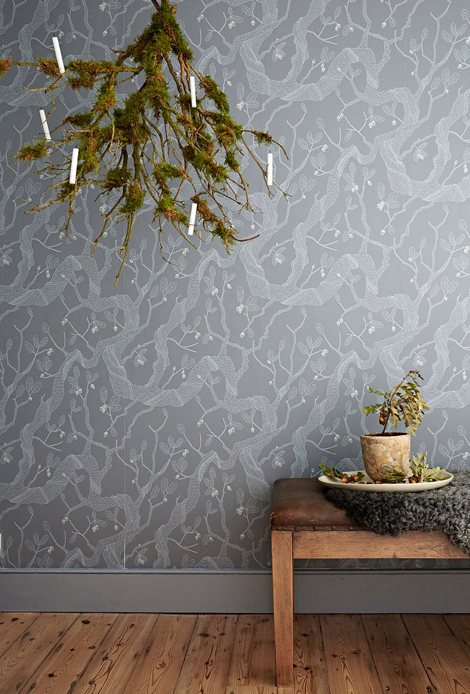 Oak Trees - Grey - Wallpaper Trader