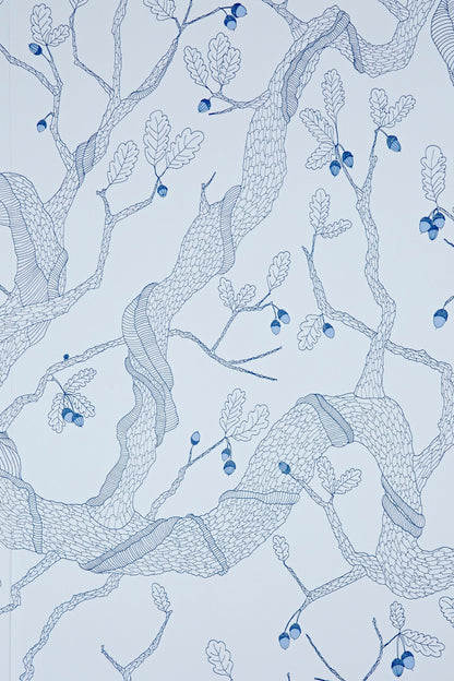 Oak Trees - Blue - Wallpaper Trader