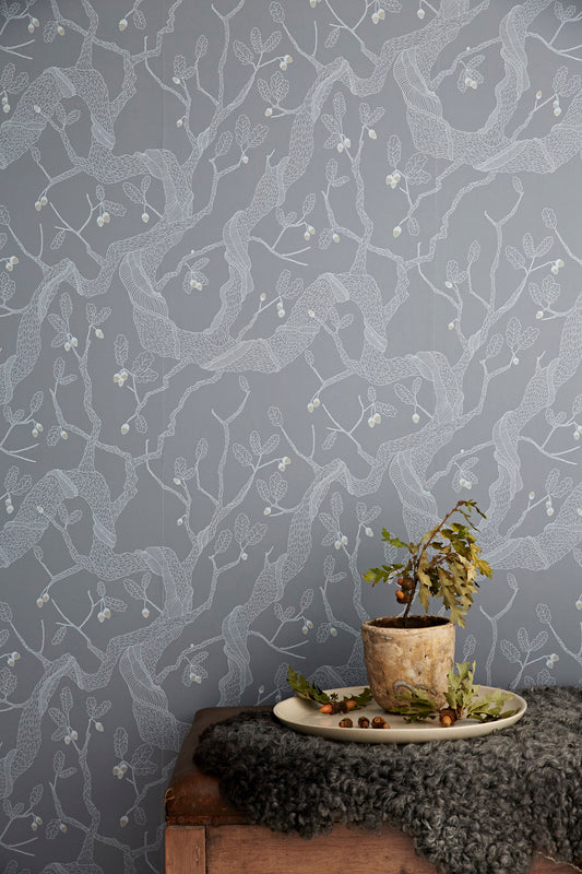 Oak Trees - Grey - Wallpaper Trader