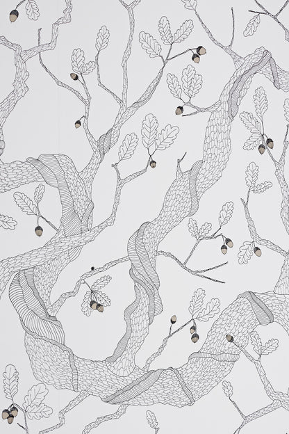 Oak Trees - White - Wallpaper Trader